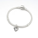 1pc Solid Sterling Silver Letter D Initial Flower Heart Alphabet Name Charm, Compatible with Pandora all Other Charm Bracelets, EC660