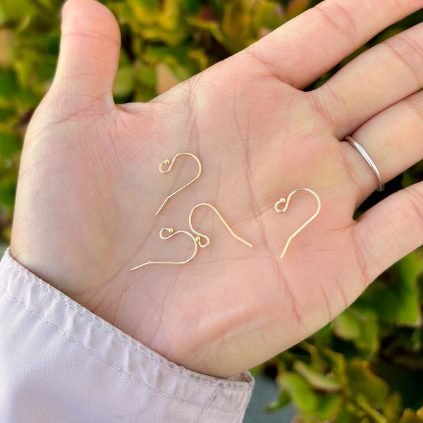 10pcs Real 1/20 14K Gold Filled Ball End Fish Earring Hooks, 20mm, 3mm Ball, 0.66mm/22 Gauge, JK1-A6