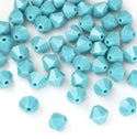 100pcs Preciosa Small Faceted Bicone Crystal Beads, Blue Turquoise, 4mm, Hole ID 0.9mm, Pre-B439