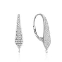 2 Pairs 925 Sterling Silver Fancy Leverback Earring Hooks, 18 Cubic Zirconia CZ, Tarnish Resistant Rhodium Plated, 18mm, SS9-3