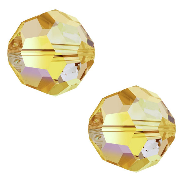 25pcs Adabele Austrian Faceted Round Crystal Beads #5000, Jonquil Yellow AB, Size Selections: 6mm/8mm