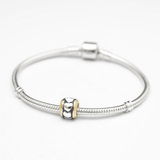 Solid 925 Sterling Silver Heart in Rings Heart Love Bead Charm