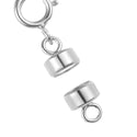 2 Sets 925 Sterling Silver Small Strong Magnetic Clasps, with Springring Clasp,Tarnish Resistant Rhodium Plated, SS489-3