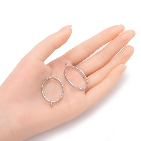 20pcs Open Back Oval Bezel Blanks, Pendant Base, Large Resin Mold, Silver, 39x23mm, CF288-3