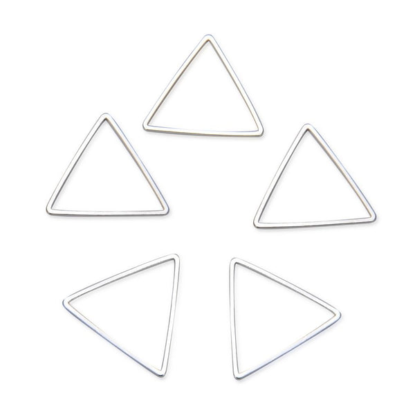 100pcs Triangle Beading Hoops, Open Back Bezel Frame, Sterling Silver Plated Brass, Size Selections: 12mm/17mm/20mm