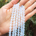 200pcs Creative Club Faceted Bicone Crystal Glass Beads, White Opal, 8mm (0.31 Inch), Hole ID 1.1mm, CCB834