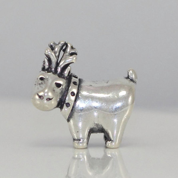 1pc Real Solid Sterling Silver Reindeer Charm Deer Bead, Compatible with Pandora All Other Charm Bracelets, EC485