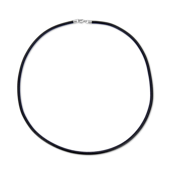 1pc Black Leather Cord Necklace, Sterling Silver Clasp, 3mm Diameter, Length Selections: 16 inch/18 inch/20 inch/22 inch