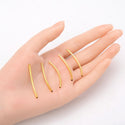 20pcs Tarnish Resistant Curved Noodle Tubes, 18K Yellow Gold Plated Brass, Hole ID 1.5mm, Length Selections: 25/30/35/40/50mm