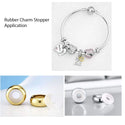 2pcs 925 Sterling Silver Rubber Charm Holder Bead Stopper, Compatible with Pandora All Other 3mm Charm Bracelet, EC27-A1