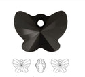 20pcs Creative Club Butterfly Jet Black Crystal Glass Pendant Drop Beads, Drilled Spacers, 22x13mm Large, Hole ID 1mm, CCM-23