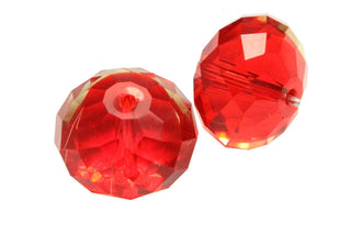 24pcs Adabele Austrian Faceted Rondelle Crystal Beads #5040, Light Siam (Red), Size Selections: 6x4mm, 8x6mm, 10x8mm