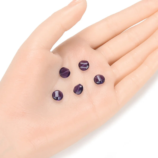 25pcs Adabele Austrian Faceted Flat Round Twist Coin Crystal Beads #5621, Purple Velvet, 8mm, Hole ID 1mm, SSW827