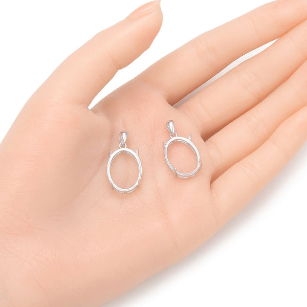 2pcs 925 Sterling Silver Open Back Oval Bezel Blank Setting, Inner Bracket Diameter Selections: 10x8mm, 12x10mm, 16x12mm, 18x13mm, 20x15mm, 25x18mm