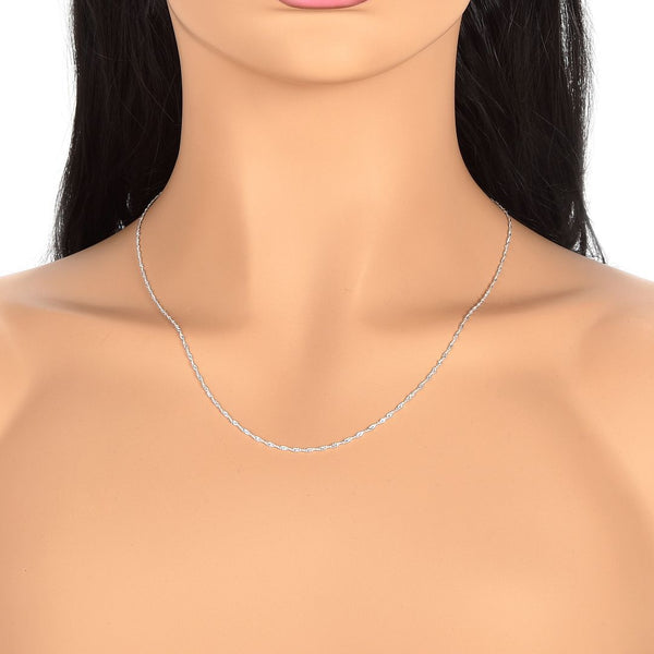 1pc 925 Sterling Silver Singapore Link Chain Necklace, 1.2mm, Length Selections: 18 inch/20 inch/22 inch