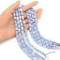 Natural Blue Lace Agate Gemstone Faceted Tube Beads, 12x7mm, Hole ID 1mm, 15 Inch/1 Strand, GZ8-17