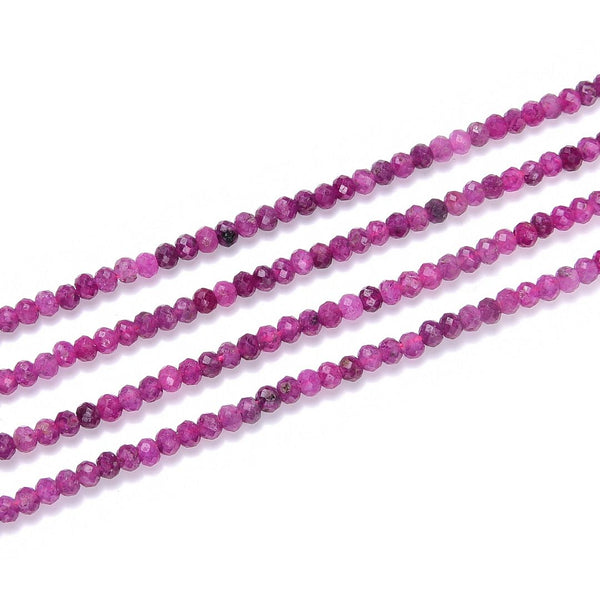Natural Red Ruby Gemstone Tiny Small Faceted Rondelle Beads, 3x2mm, Hole ID 0.65mm, 15 Inch/1 Strand, GK-A5