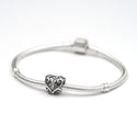 1pc Solid 925 Sterling Silver Floral Heart Charm Love Bead, Compatible with Pandora All Other Charm Bracelet, EC231