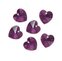 20pcs Top Drilled Valentine Heart Drop Crystal Beads, February Amethyst Birthstone Beads, 10mm, Hole ID 1mm, BB15-2