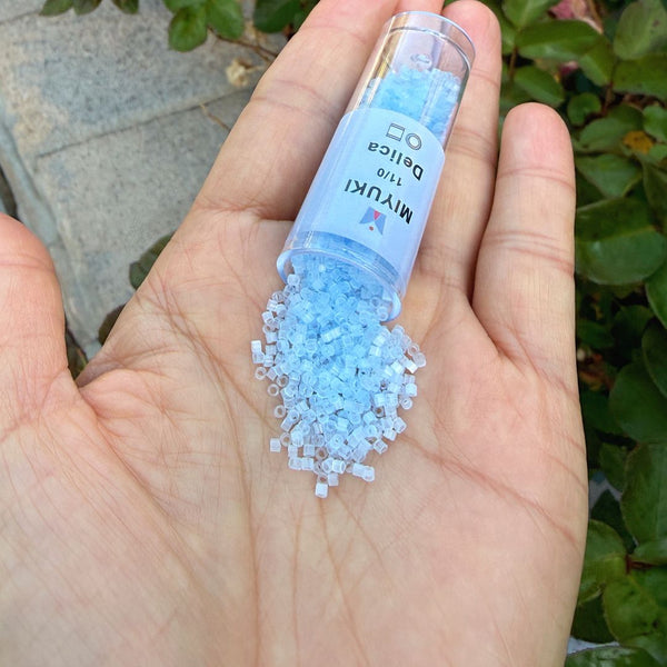 7.5g Miyuki Delica 11/0 Seed Beads, Silk Glass Enamel Pale Sky Blue DB831-1