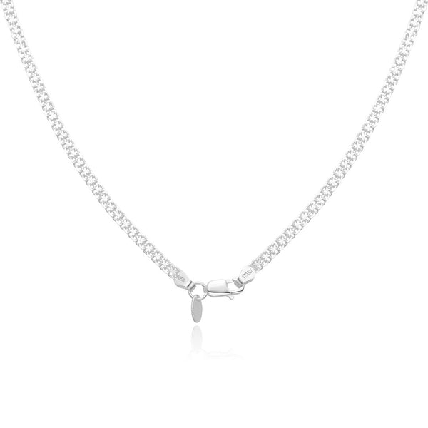 1pc 925 Sterling Silver Diamond-Cut Bismark Link Chain Necklace, 2.4mm, Thick Strong, Length Selections: 18/20/22/24/26 Inch