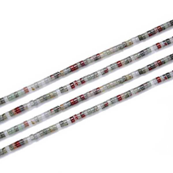 Natural African Bloodstone Jasper Gemstone Heishi Tube Rondelle Beads, 4x2mm/Small, Hole ID 0.9mm, 14.5 Inch/1 Strand, GH-C21