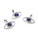 2pcs Natural Blue Sodalite Gemstone Pendants, 33x18mm Evil Eye Stone Drops, G2P-L7