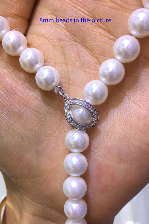 1pc Sterling Silver Hinged Necklace Shortener Enhancer Clasp, Cubic Zirconia CZ Diamond, Tarnish Resistant Rhodium Plated, Used for 8mm Beads, SS377