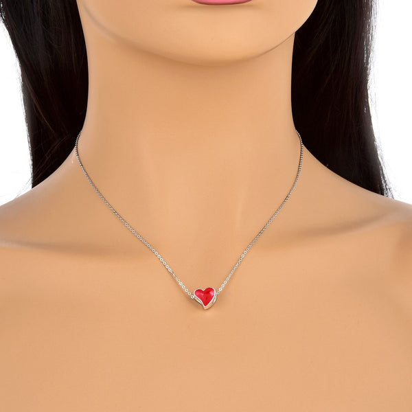 1pc Real 925 Sterling Silver Red Enamel Love Heart Bead Charm, Compatible with Pandora All Other Charm Bracelet, EC4-B3
