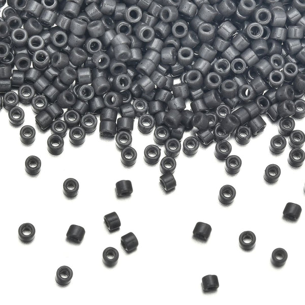 7.5g Miyuki Delica 11/0 Seed Beads, Duracoat Opaque Charcoal Grey DB2368