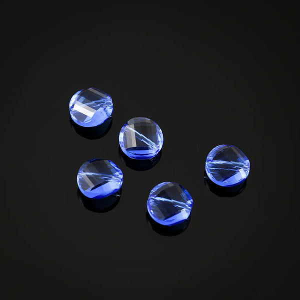 25pcs Adabele Austrian Faceted Flat Round Twist Coin Crystal Beads #5621, Sapphire Blue, 8mm, Hole ID 1mm, SSW813