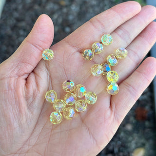 25pcs Adabele Austrian Faceted Round Crystal Beads #5000, Jonquil Yellow AB, Size Selections: 6mm/8mm