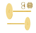 100pcs Tarnish Resistant Earring Posts Glue On Flat Board Settings, with 100pcs Earring Backs, 18K Yellow Gold Plated Brass, Flat Board Size Selections: 4mm/6mm/8mm