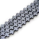 Grade A Natural Black Hematite Gemstone Cross Sign Beads, 15 Inch/1 Strand, 10mm, Hole ID 1mm, GFC-H1