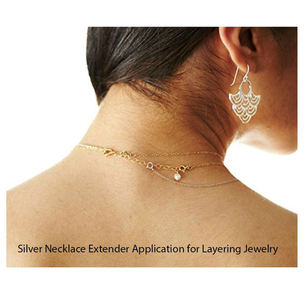 1pc 925 Sterling Silver Chain Extender with Clasp, Round Link Chain Extension, Length Selections: 2 inch/3 inch/4 inch/5 inch/6 inch