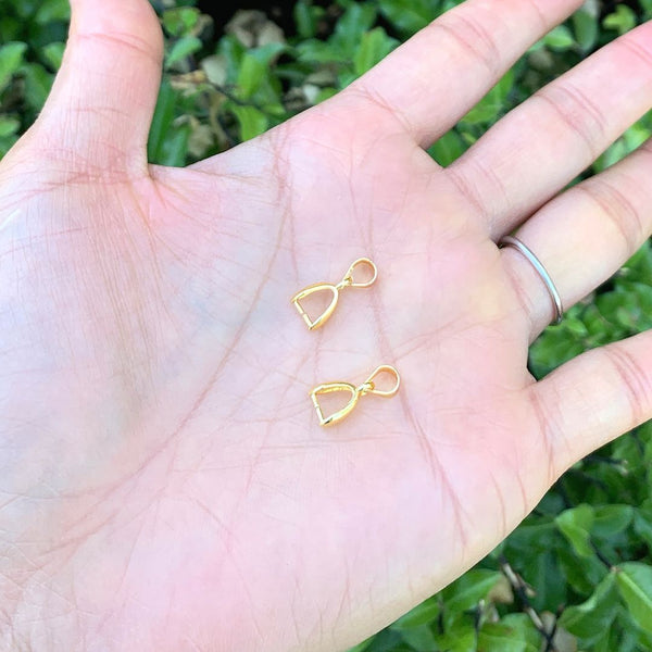 50pcs Pendant Clasp Pinch Bail Clip, 18K Yellow Gold Plated Brass, Size Selections: 15mm/18mm/20mm