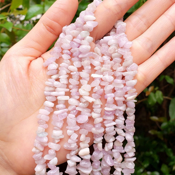 Natural Light Purple Pink Kunzite Gemstones Chip Beads, Free Form, 5mm-8mm, Hole ID 1mm, 1 Strand/31 Inch, GZ1-33