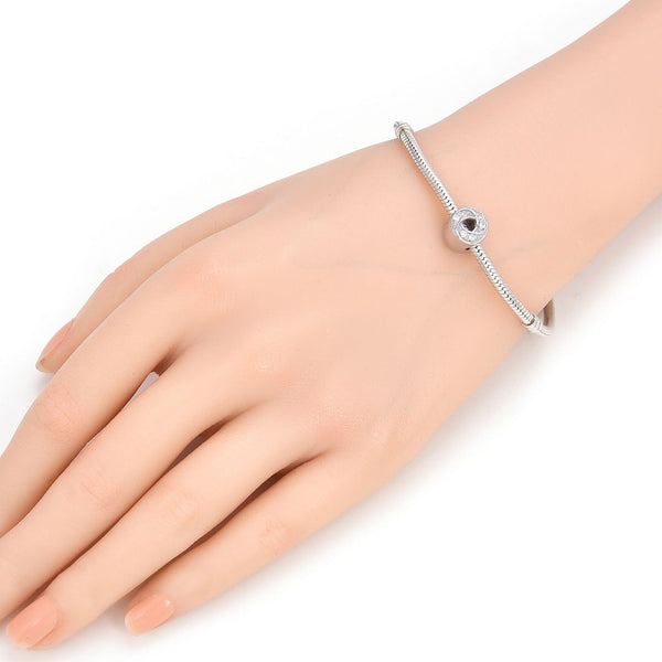 1pc Real 925 Sterling Silver Sparkling Infinity Cubic Zirconia CZ Bead Charm, Compatible with Pandora All Other Charm Bracelet, EC24-B2