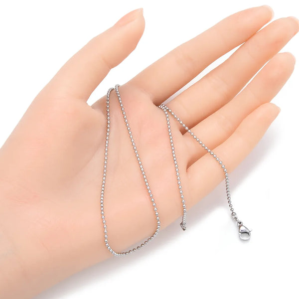 5pcs 304 Stainless Steel 1.5mm Beaded Ball Chain Necklaces (18 Inch/20 Inch/22 Inch)