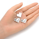 20pcs Heart of Peace Charm 21mm One Sided Heart Charms, Drop Pendants, Antique Silver, MC-D27