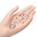 2pcs Natural Pink Rose Quartz Gemstone Pendants, 33x18mm Evil Eye Stone Drops, G2P-L3