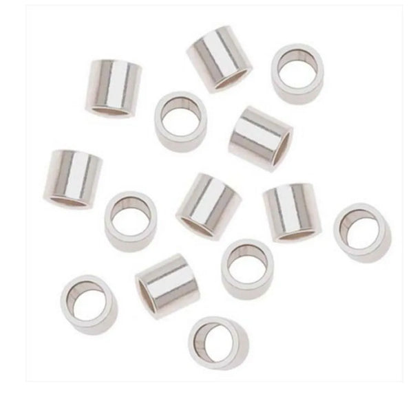 500pcs Small Tiny Crimp Tubes, Sterling Silver Plated Brass, Size Selections: 2x2mm, 3x2mm, 3x3mm
