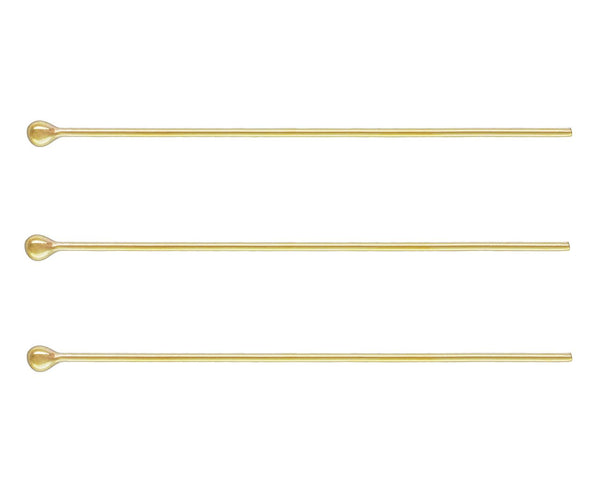 20pcs Real 1/20 14K Gold Filled Ball Head Pins Headpin, Thin 26 Gauge/0.4mm, Length Selections: 1 inch/1.5 inch