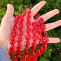 50pcs Creative Club Faceted Flat Oval Crystal Beads, Light Siam Red, 16x12mm/Large, Hole ID 1.1mm, CCO-6