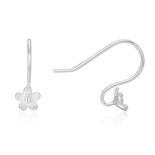 10pcs 925 Sterling Silver Blossoming Flower Earring Hooks, 15mm Long, 0.8mm/20 Gauge, Strong, SS398