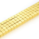 Grade A Natural Hematite Gemstone Cube Beads, Gold Plated, 2 strands/190pcs Beads, 4mm/Small Tiny, Hole ID 1mm, GFC-K3