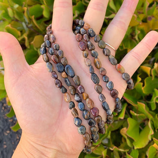 Natural Pietersite Hawks Eye Tiger Eye Gemstone Oval Tumbled Pebble Beads, Irregular, 7mm to 9mm, Hole ID 1mm, 15 Inch/1 Strand, GZ11-83