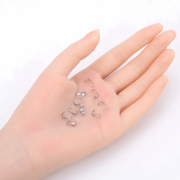 100pcs 4mm 304 Stainless Steel Clamshell Calotte Bead Tips – Open Hook Knot Covers