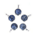 2pcs Natural Blue Sodalite Round Gemstone Pendant Drops, 20mm, G2P-K7