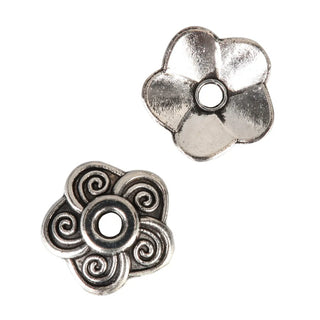 200pcs Flower Bead Caps, 9mm Bead End Caps, Antique Silver, MC-AB15